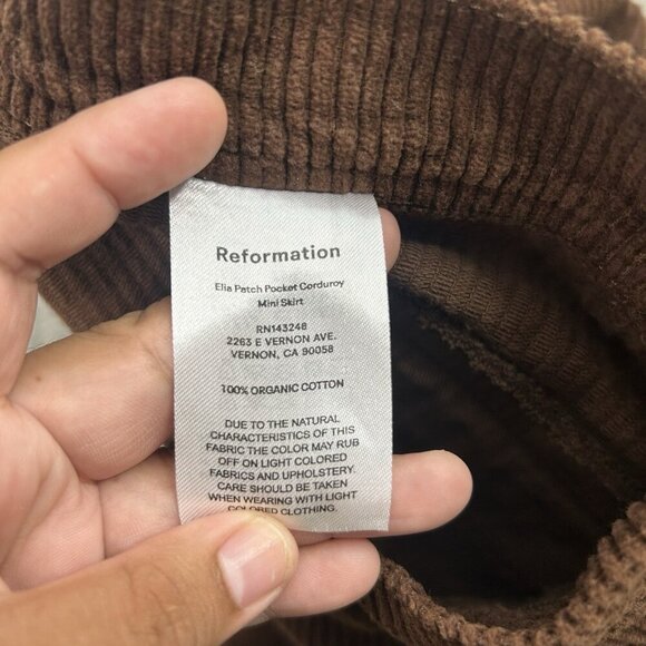 Reformation Skirt Womens 31 Elia Patch Pocket Corduroy Mini Brown Cafe Casual - Picture 2 of 9